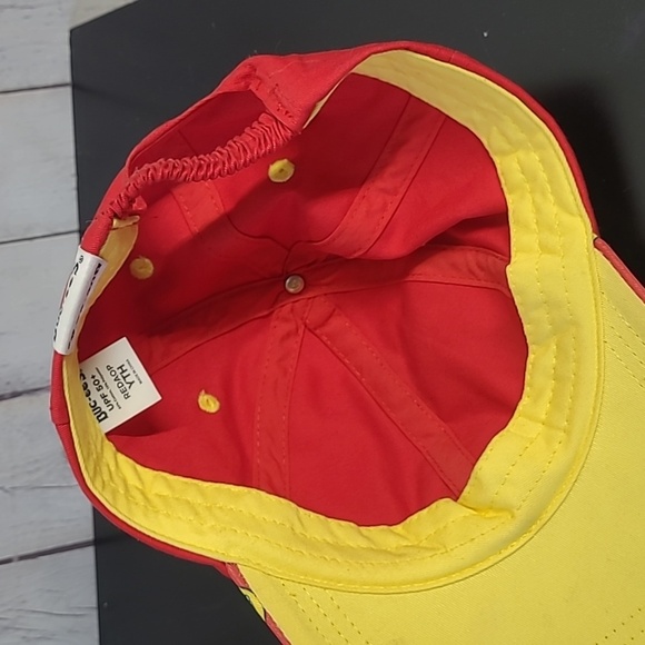 Buc-ees Beaver All Over Logo Print Embroidered UPF 50+ Youth Red Yellow Hat Cap - Picture 15 of 16